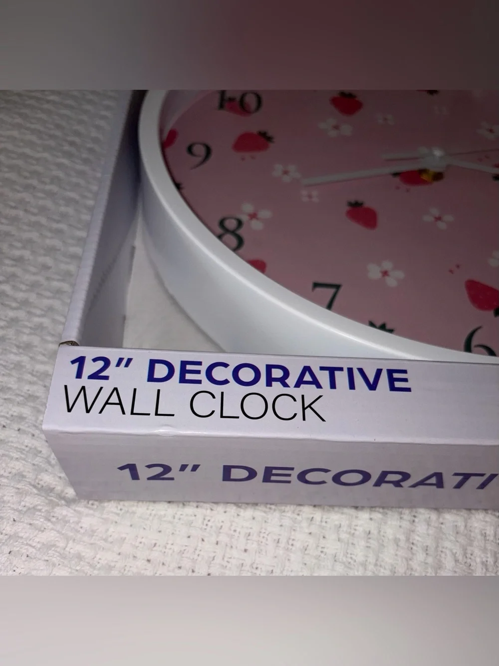Pink Strawberry & Flower Floral Decorative 12” inch Wall Clock NIB New